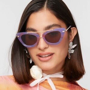 NWOT Lele Sadoughi Orchid Cat Eye Sunglasses Mod Retro